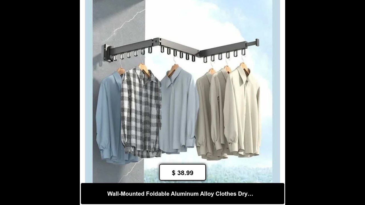 Wall-Mounted Foldable Aluminum Alloy Clothes Drying Rack Perfect for Balcony Bedroom Kitchen Livi...