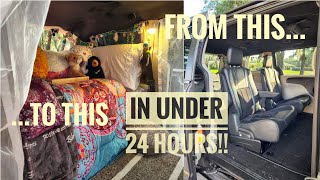 Clean, Organize & Convert Dodge Grand Caravan Into a Cozy Camper with me | Fast, Easy, Cheap!