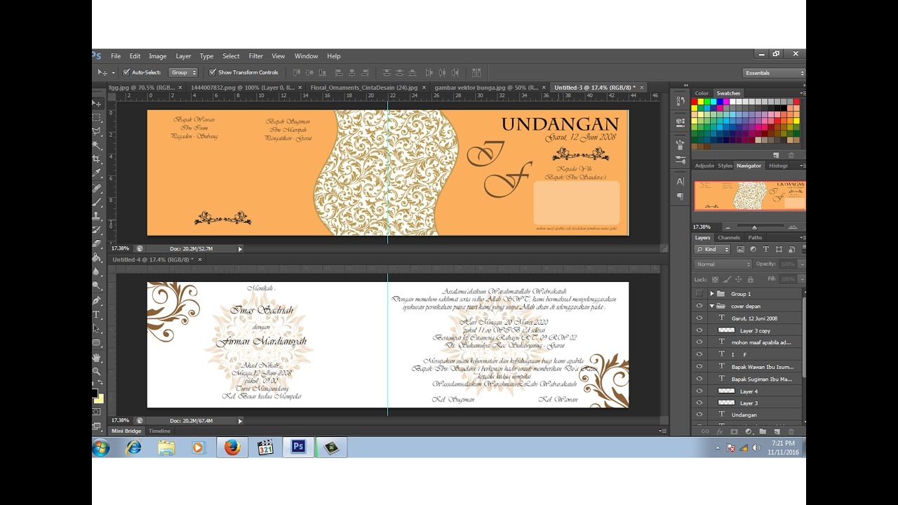  desain  surat undangan  pernikahan dengan photoshop  YouTube