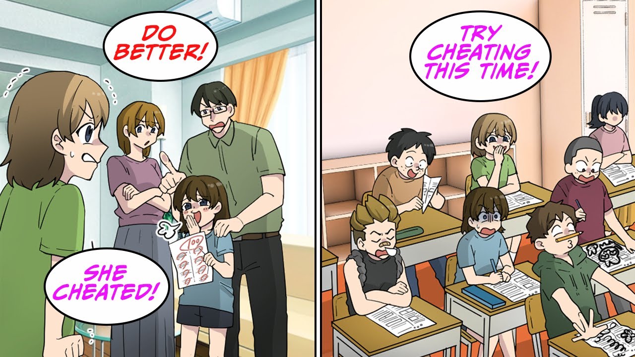 My twin sister cheated on a test, got an A, and boasted to our parents… [Manga Dub]