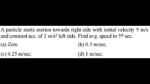 A particle starts motion towards right side with initial velocity 9 m/s and