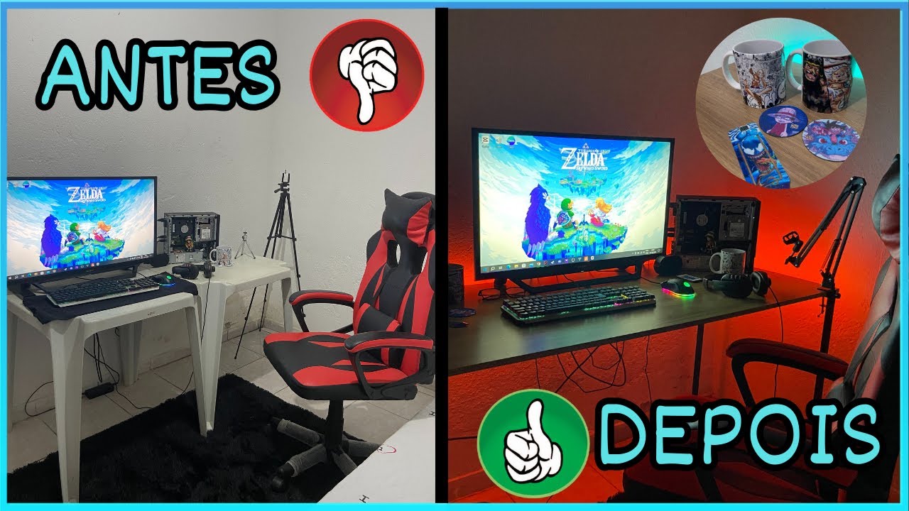 MEU SETUP GAMER HUMILDE ESTA TOMANDO FORMA 70% PRONTO (FITAS DE LED'S ...