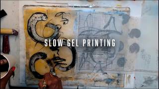 Slow Gel Printing Part 3 - Mark Making with Sumi Ink + Building Texture and Depth