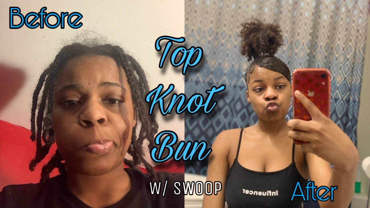 Top Knot Bun W Swoop On 4a 4b Hair Youtube