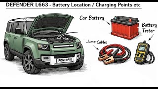 New Land Rover Defender L663 Battery Location / charge points / battery Testing / Disconnect screenshot 1