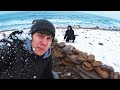 Снежная прогулка по берегу | Русский остров, волны, весна
