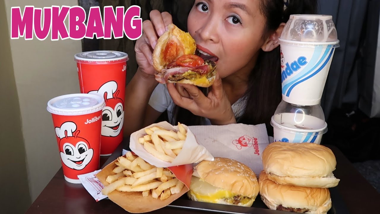 MUKBANG/ JOLLIBEE BURGER/ ICE CREAM/ FRENCH FRIES YouTube