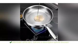 22/24/26/28/30cm Titanium Stainless Steel Frying Pan Non-stick Wok Home Egg Steak Skillet
