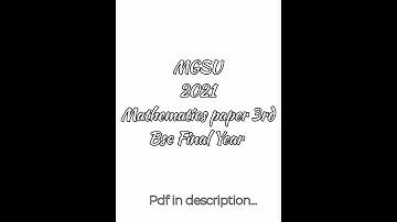 2021 mathematics Paper third (3rd) Bsc Final Year ¦ mgsu ¦ question paper 2021 ¦ SK EDUCATION