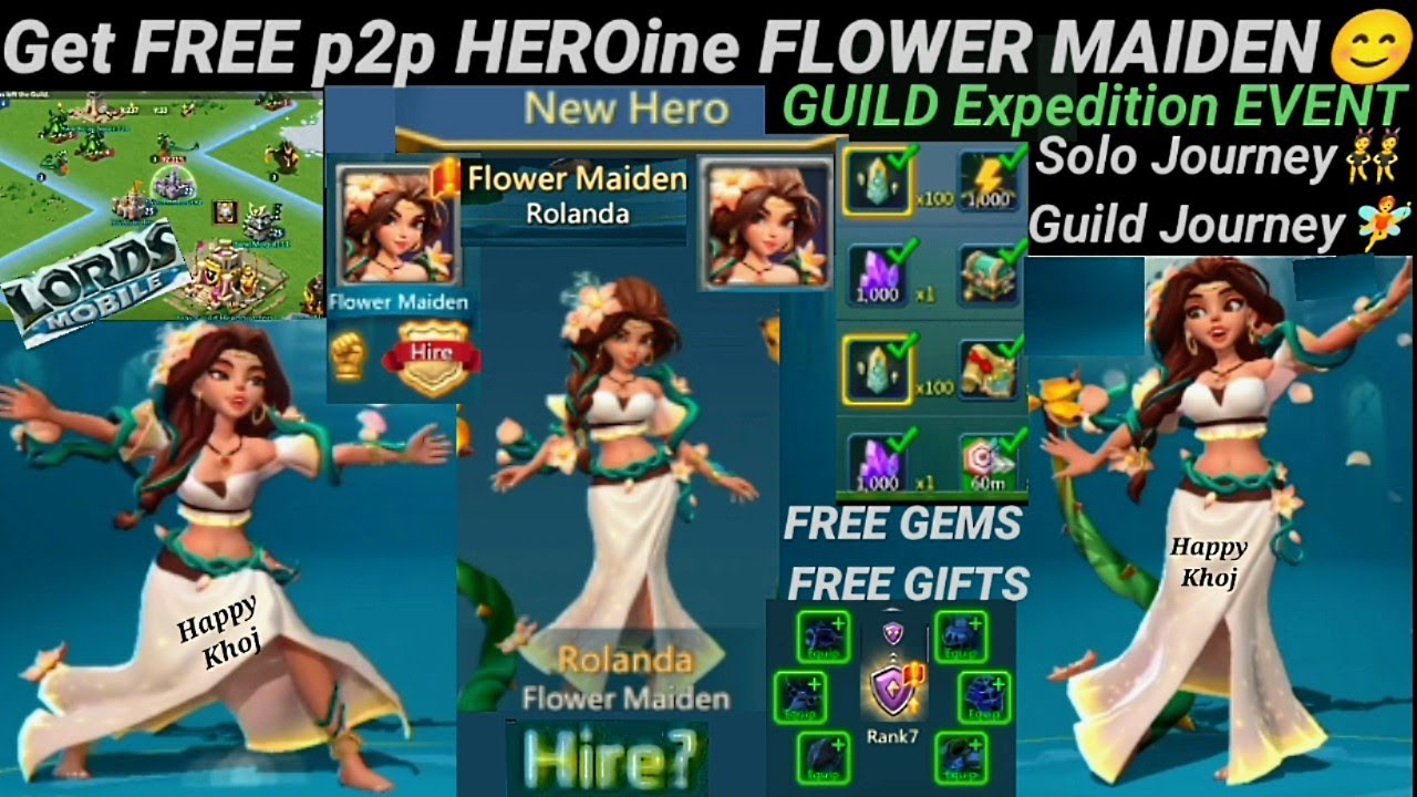 БЕСПЛАТНЫЙ P2P-герой! Роланда🌸 Экспедиция гильдии Lords Mobile | Как получить ЦВЕТОЧНУЮ ДЕВУ Lord...