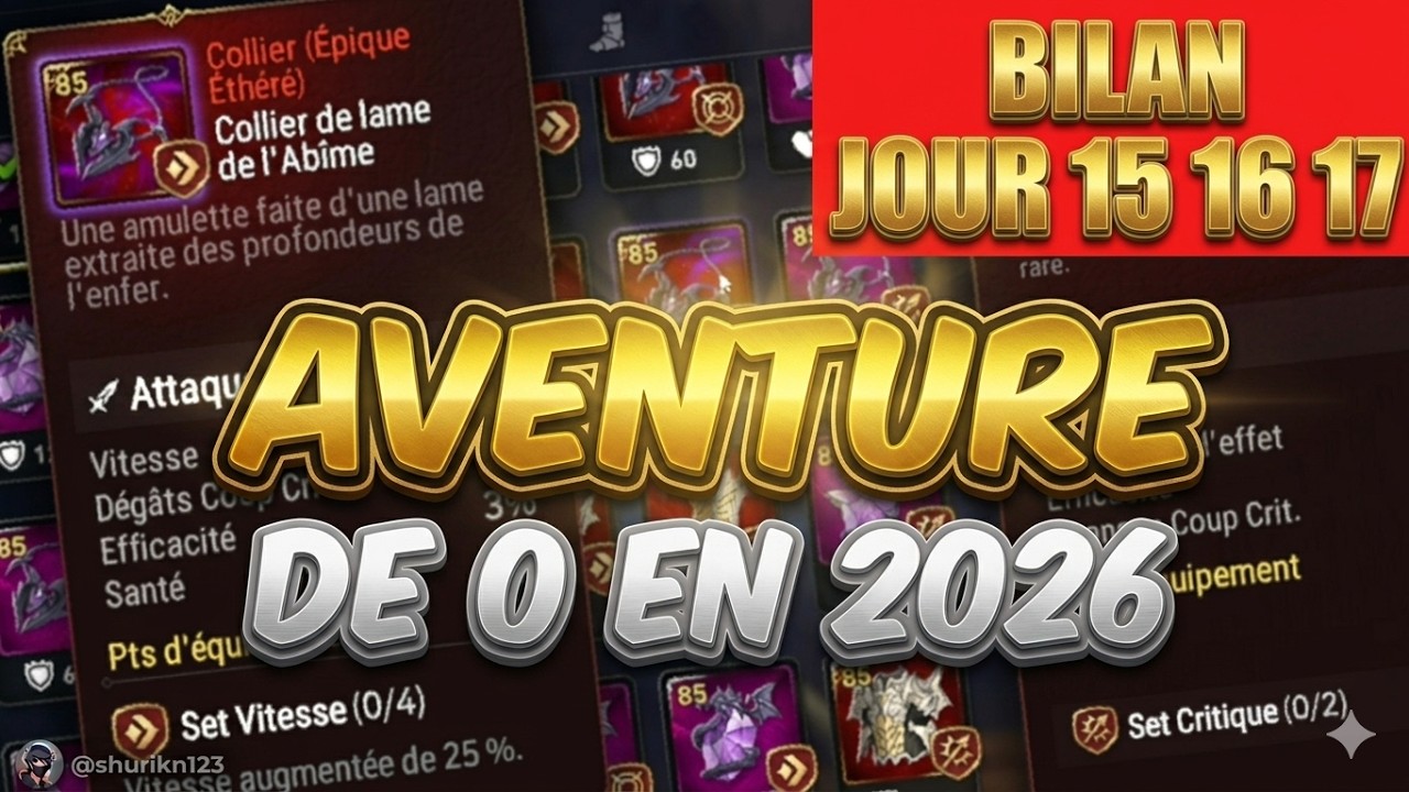 Aventure de 0 : Jour 15 16 17 : équipements wyvern | guide Epic Seven 2026