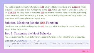 How To Mock A Single Function In A Function Array Using Jest