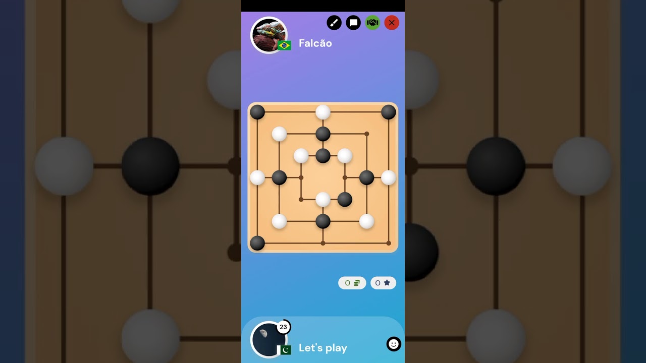 Nine Men's morris / Mills / Merels / Qataar against Falcao (Result = 1 - 0 = Win)