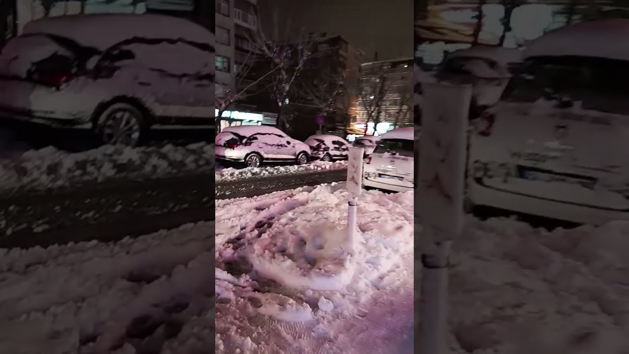 Snow video after snowfall on February 2022 in Istanbul | Night street walk after snowfall kar yağışı