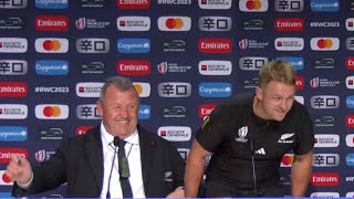 All Blacks face the press after EPIC quarter-final win over Ireland