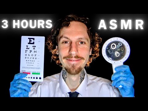 ASMR 3 HOURS CRANIAL NERVE EXAM HEARING TEST EYE EXAM EAR CLEANING ENT DOCTOR (eyes closed sleep)