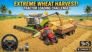 Satisfying Wheat Harvest & Heavy Tractor Transport Challenge! 🚜🌾 screenshot 4