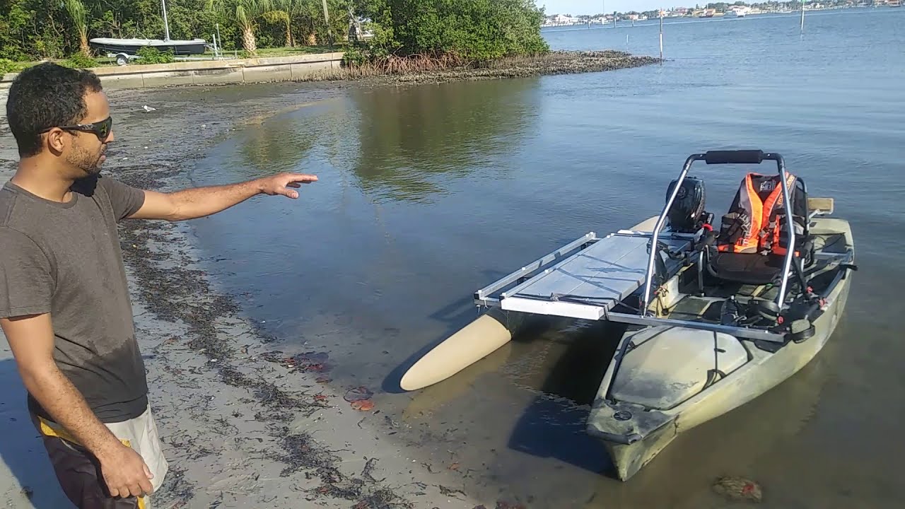 Hobie Pro Angler 14 with Expandacraft Outrigger Kit and 3.5 HP motor