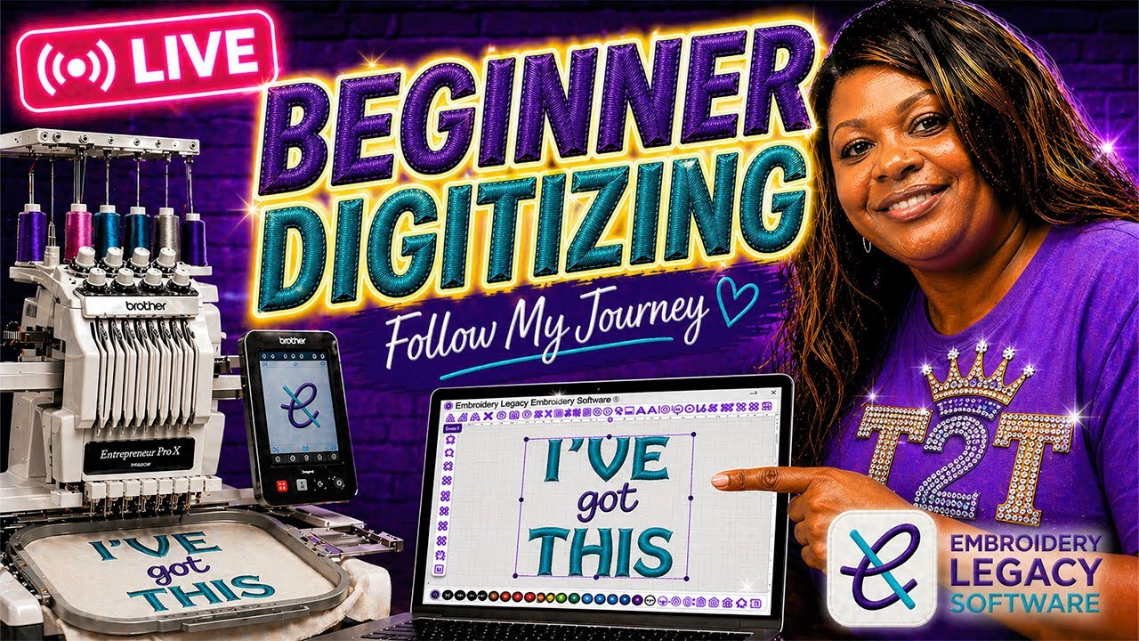 Beginner Digitizing LIVE | Learning Embroidery Legacy Software - YouTube
