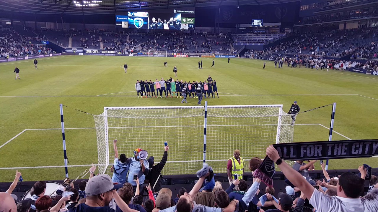 Sporting KC and their mega fans of the Cauldron chant together post