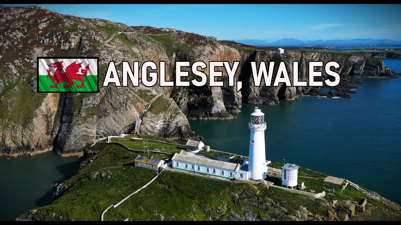 🏴󠁧󠁢󠁷󠁬󠁳󠁿 Anglesey, Wales - 4k Drone Tour - United Kingdom. South Stack & Beaumaris Castle