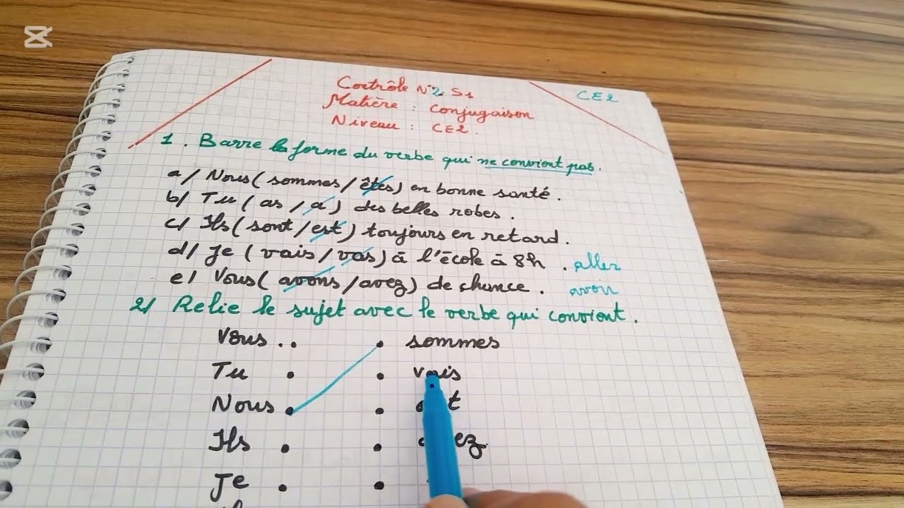 CE2 controle 2 semestre 1 conjugaison
