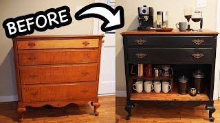 OLD DRESSER MAKEOVER TO COFFEE BAR| Kitchen Makeover Pt 1.