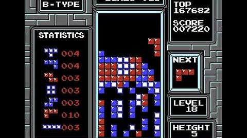 NES classic tetris: Level 18 Height 5 (my first-ever 18-5)
