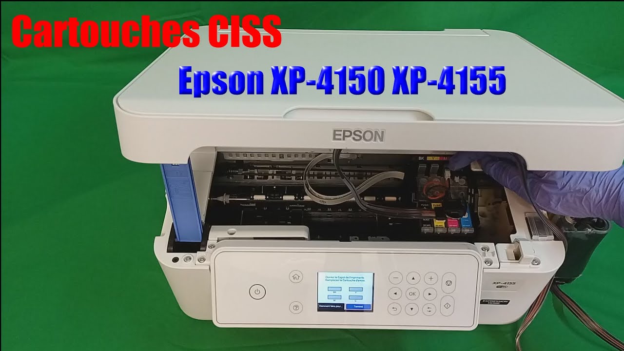 CISS Système d'encrage en continu pour Epson XP-4150 XP-4155 Installation  réinitialisation la puce. 