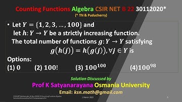 CSIR NET Mathematics 30 Nov 2020 B 23 Counting Algebra Solution Discussed by Prof K Satyanarayana OU