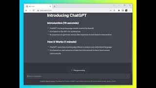 ChatGPT 3 minute presentation