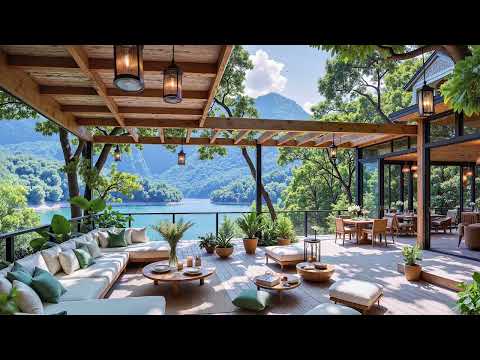 Jazz Relaxing Music for Stress Relief 🍂Tranquil Café Shop Ambience By The Lake & Soothing Jazz Music