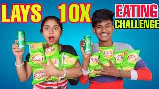 10X Lays Eating Show || Lays & 7up Eating Challenge || Food Challenge In Hindi || Mr&Mrs Nag