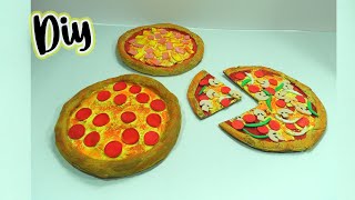 Como hacer PIZZA DE CARTÓN RECICLADO 🍕 Diy crafts Comida de juguete fácil de hacer