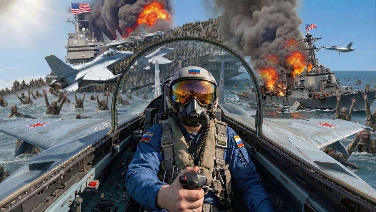 СЕГОДНЯ! Американский авианосец-невидимка был уничтожен и потоплен российскими истребителями Як-141!