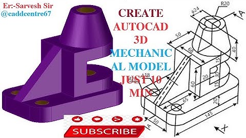 AutoCAD 3D Practice Mechanical Drawing using Box & Presspull Command AutoCAD 3D Modeling Exercise 10