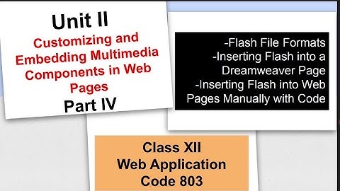 Class 12| Web Application| Unit 2(CUSTOMIZING & EMBEDDING MULTIMEDIA COMPONENTS IN WEB PAGES)-Part 4