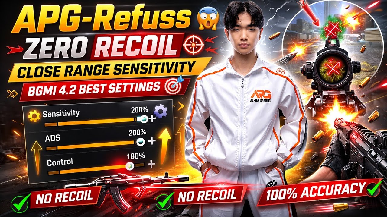 APG-Refuss 😱 Zero Recoil Close Range Sensitivity | BGMI 4.2 BEST Settings 🎯
