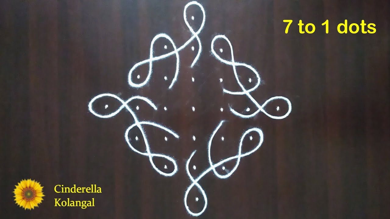 Sikku Kolam 7 to 1 dots #91