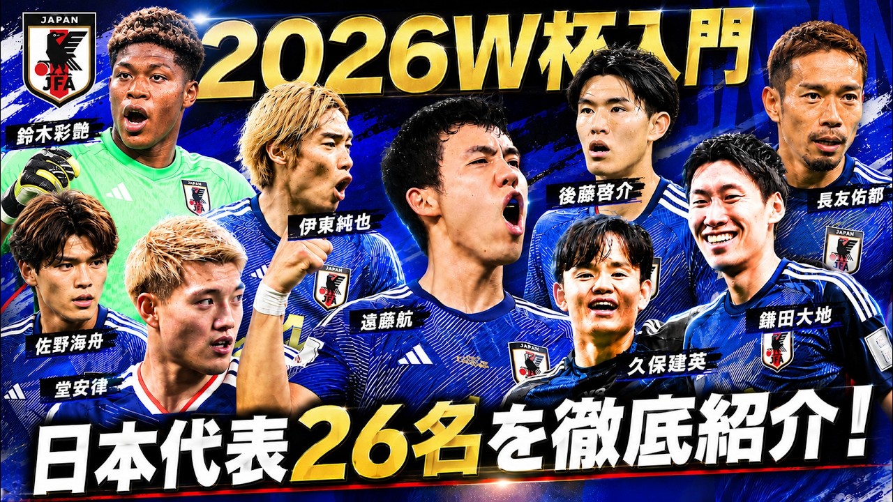 【サッカー日本代表】ワールドカップ日本代表！全員紹介します！ のサムネイル