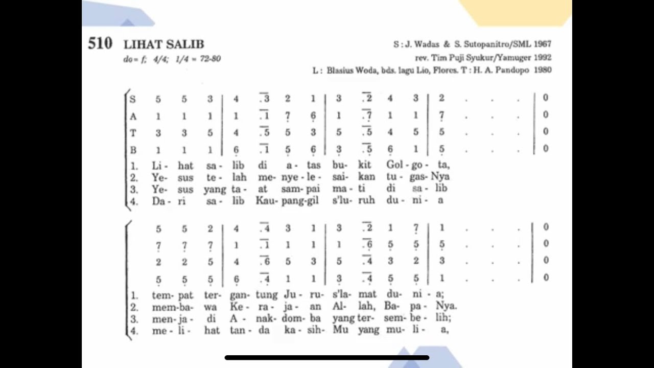 Lihat Salib (PS. 510) - notasi Alto