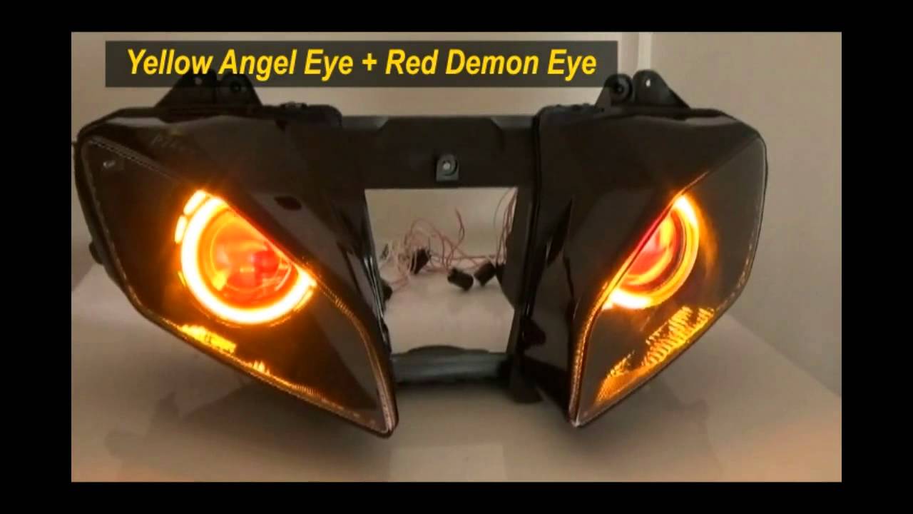 20082015 Yamaha R6 Projector Headlight With LED Angel/Demon Eyes DRL