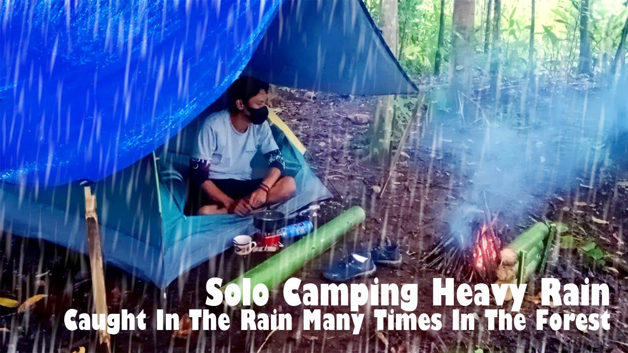 Solo camping In Heavy Rain: Repeated Rain Sleeping All Night in a Cool ...