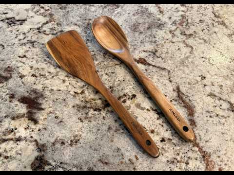 Beautiful Wooden Cooking UtensilsGaialoop 2Pcs Acacia Wooden Spatula Set, Wood Spatula for Cooking,