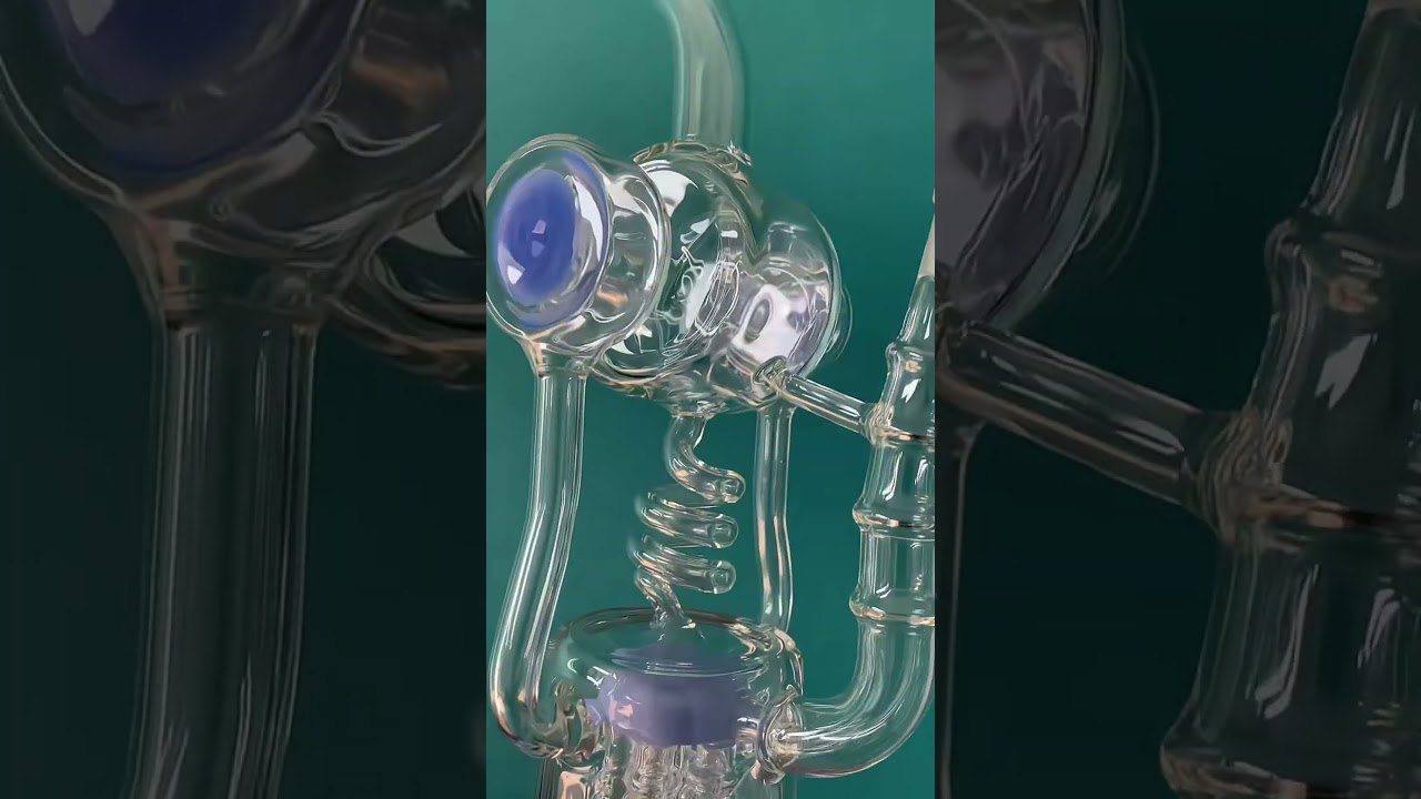 14″ Spiral Coil Triple Tube Scientific Glass Recycler Bong