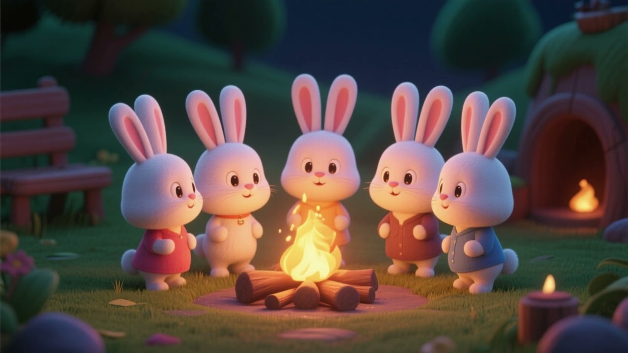 Пять маленьких кроликов у костра – детские стишки и песенки.