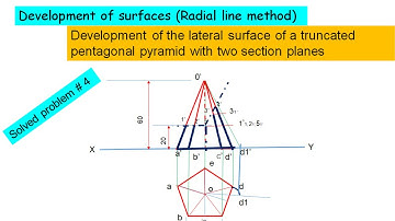 development of lateral surface of truncated pentagonal pyramid two section planes