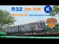 {Caught on eye to New York City subway car} SPECIAL R32 sign up as K train to yard from Metro Av