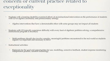 Exceptionalities - Learning Disabilities