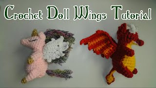 Crochet Doll Wings | Feather and Dragon Wings Tutorial